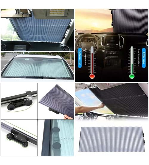 Retractable Automatic Car Windshield Sun Shade Cover Front Curtain Rear Window 70×150cm